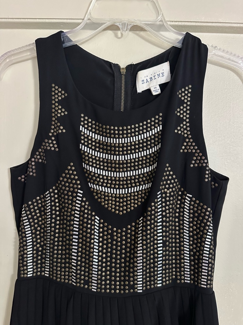 Sabine Black Dress with Metallic Stud Accents